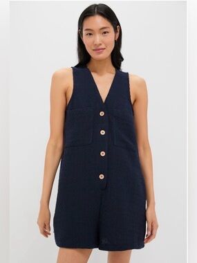 TUCKERNUCK Navy Textured Myla Romper Size Small NWT Sleeveless